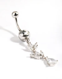 Titanium Cubic Zirconia Marquise Belly Bar