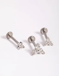 Titanium Cubic Zirconia Floral Flat Back Pack