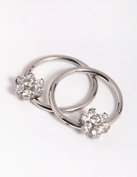 Surgical Steel Flower Hoop Earrings