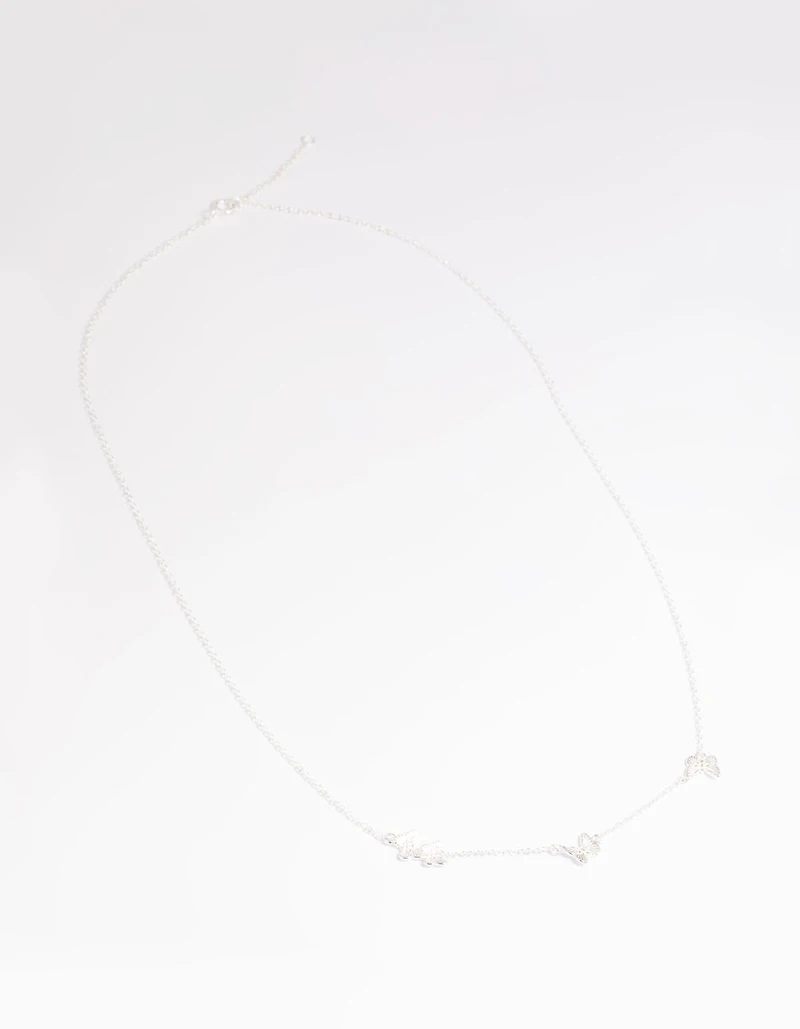 Sterling Silver Etched Butterfly Necklace
