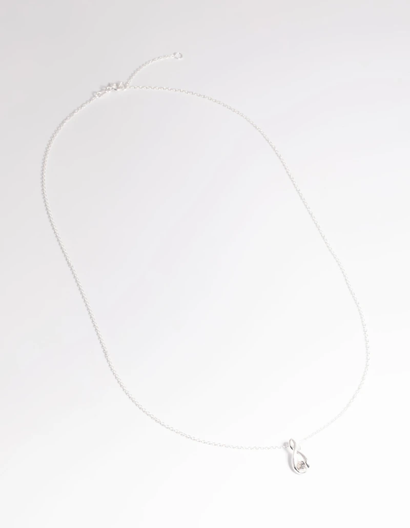 Sterling Silver Diamante Pendant Necklace