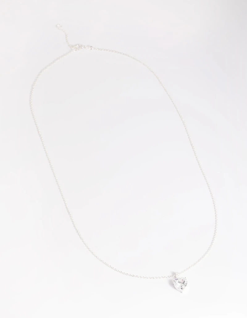 Sterling Silver Cubic Zirconia Heart Necklace