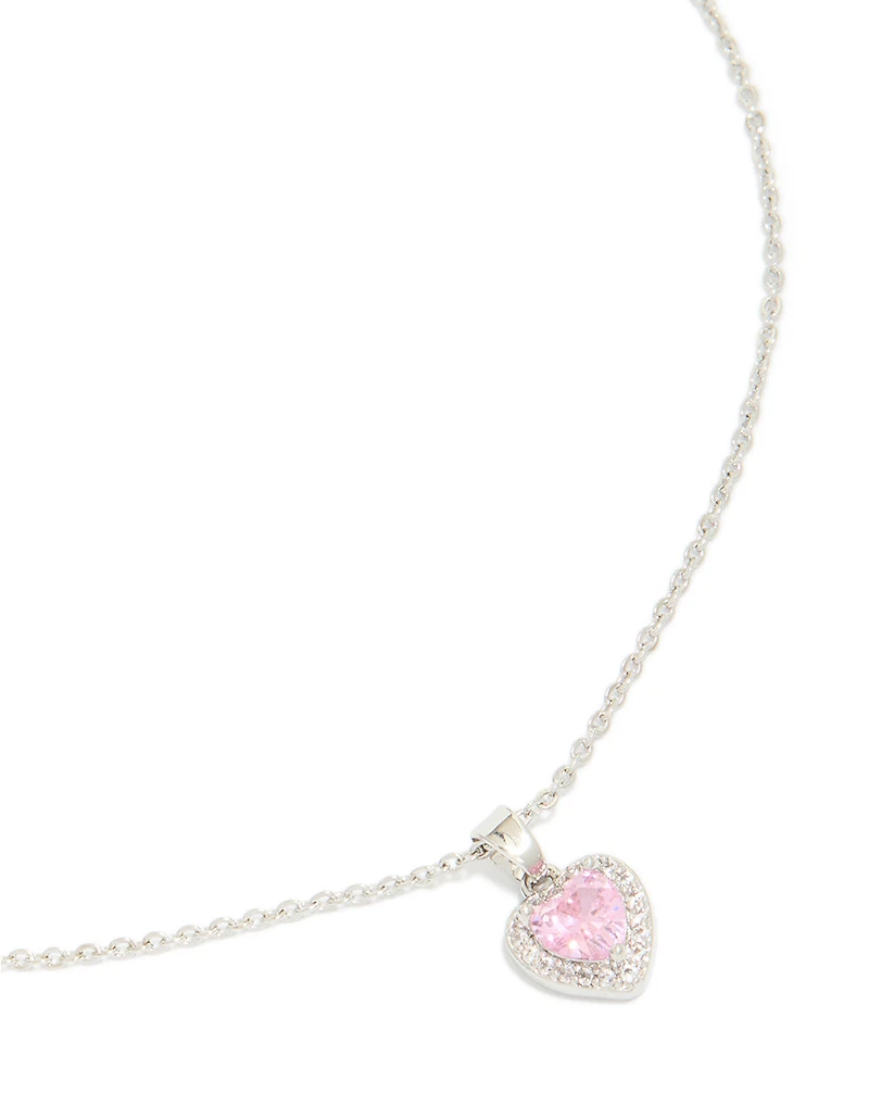 Silver Diamante Heart Necklace