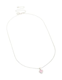 Silver Diamante Heart Necklace
