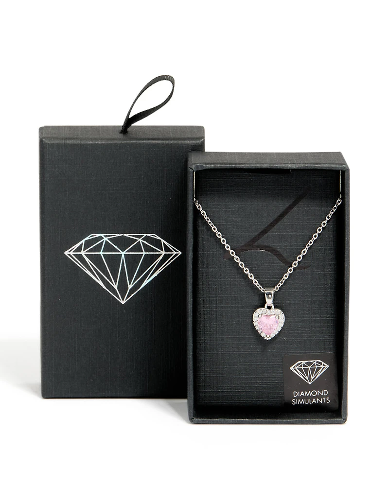 Silver Diamante Heart Necklace