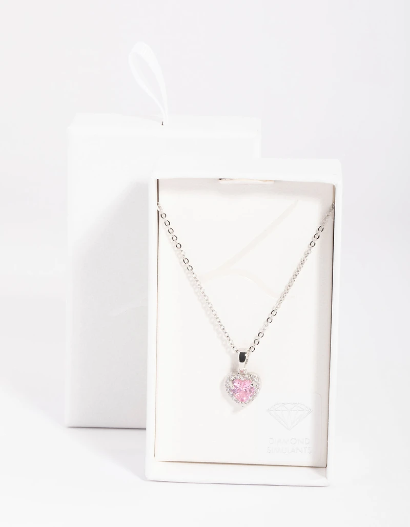 Silver Diamante Heart Necklace