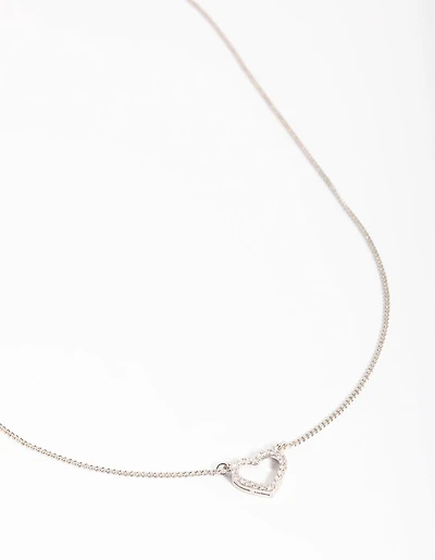 Collier cœur en zircone cubique en argent