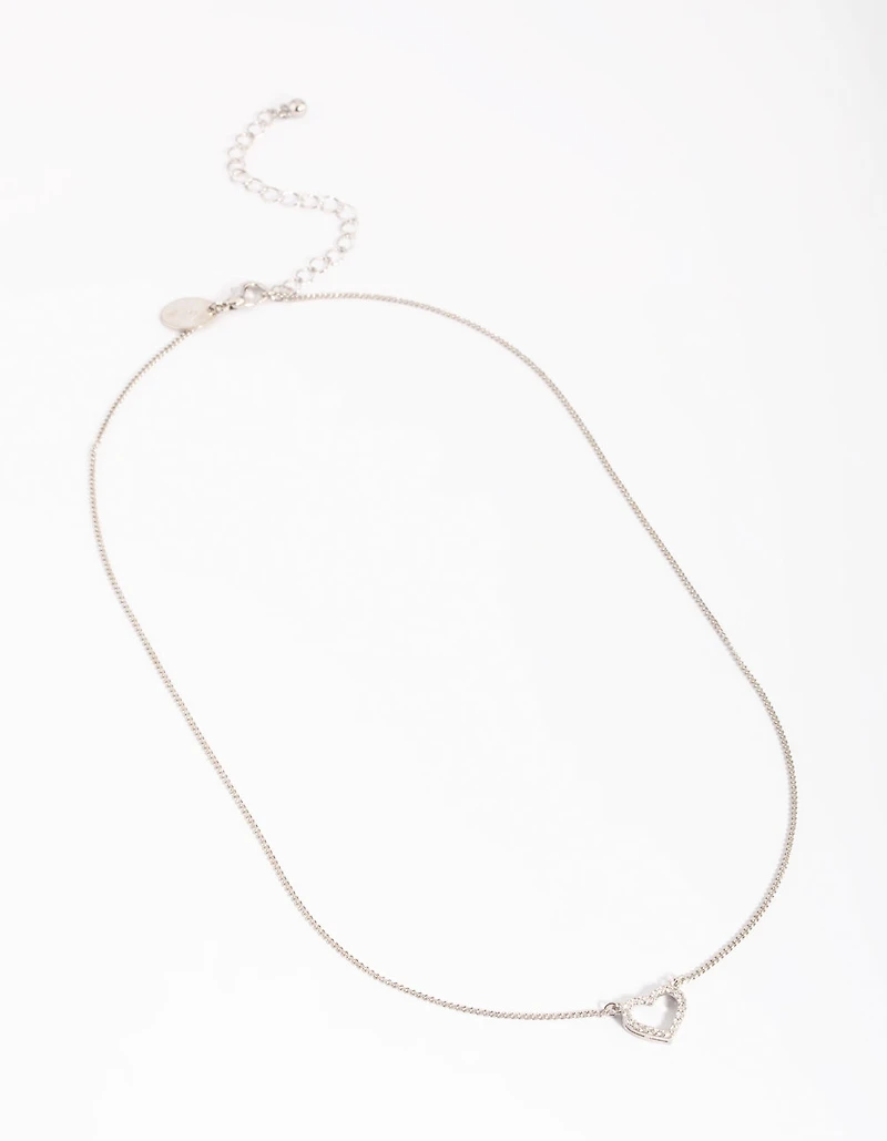 Silver Cubic Zirconia Heart Necklace
