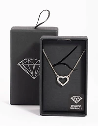 Silver Cubic Zirconia Heart Necklace