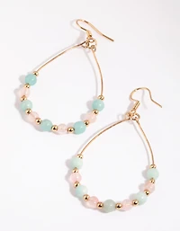 Gold Semi-Precious Beaded Drop Earrings