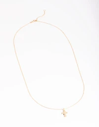 Gold Plated Sterling Silver Cubic Zirconia Cross Necklace