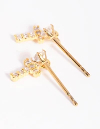 Gold Plated Surgical Steel Cross Stud Earrings