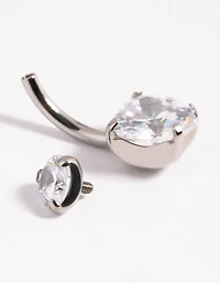 Titanium Heart Diamante Belly Ring