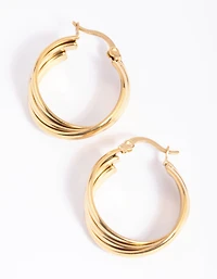 Waterproof Gold Plated Stainless Steel Hoop Earrings