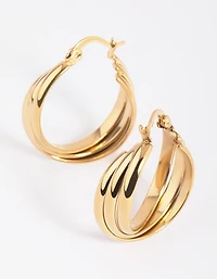 Waterproof Gold Plated Stainless Steel Hoop Earrings
