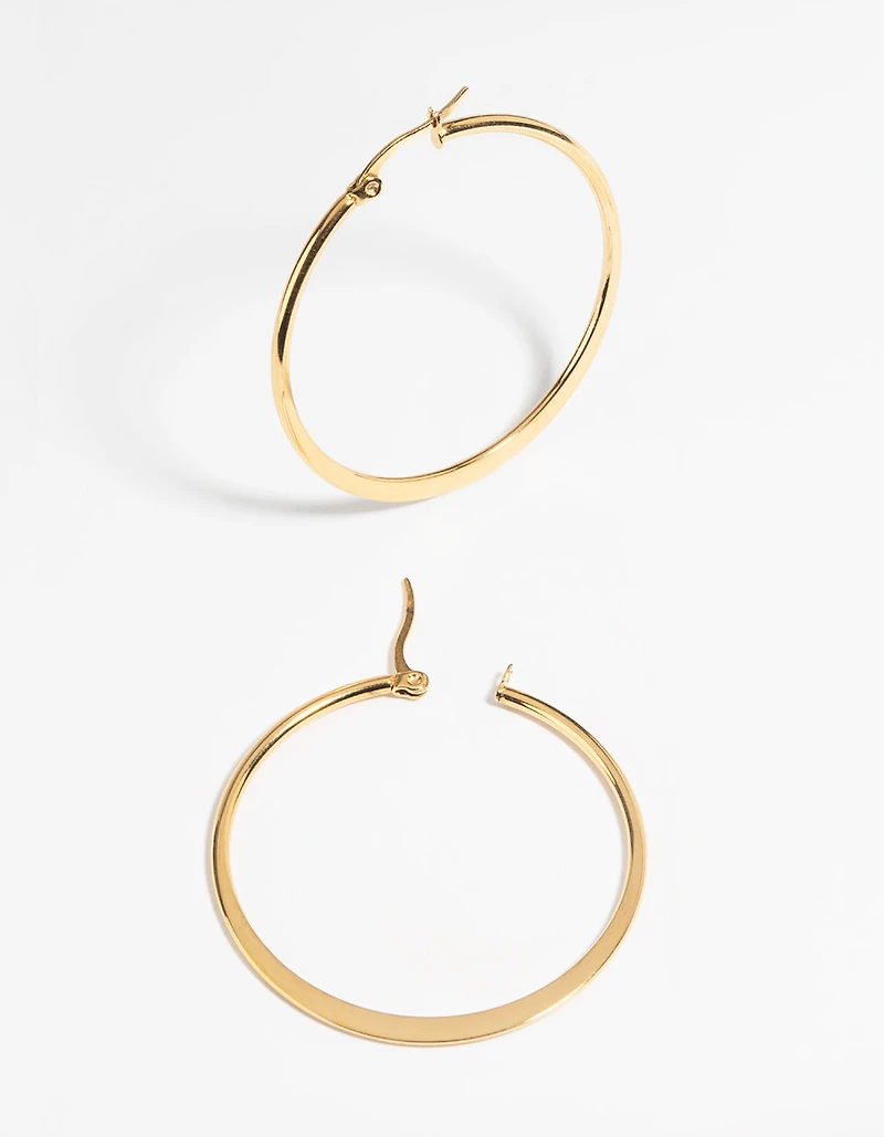 Waterproof Gold Plated Stainless Steel Thin Hoop Earrings