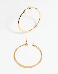 Waterproof Gold Plated Stainless Steel Thin Hoop Earrings
