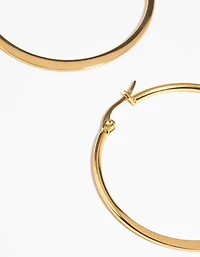 Waterproof Gold Plated Stainless Steel Thin Hoop Earrings