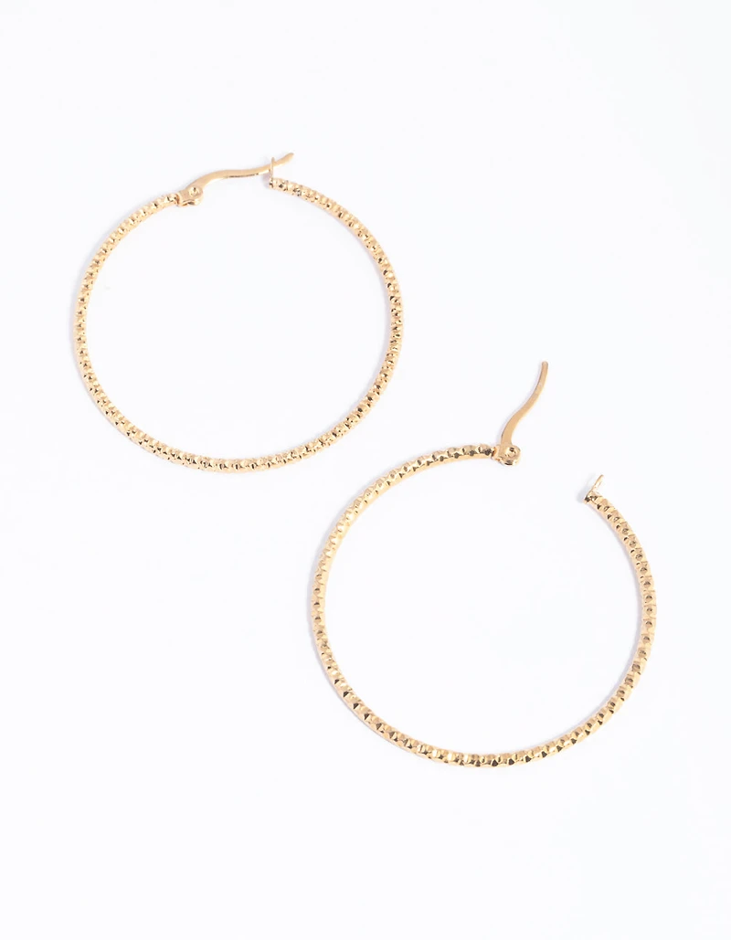 Gold Plated Surgical Steel Thin Hoop Earrings