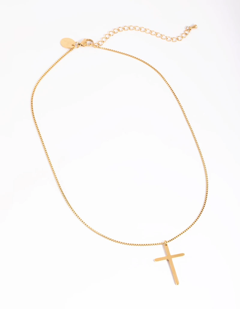 Waterproof Gold Plated Stainless Steel Cross Necklace