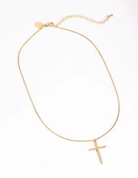 Waterproof Gold Plated Stainless Steel Cross Necklace
