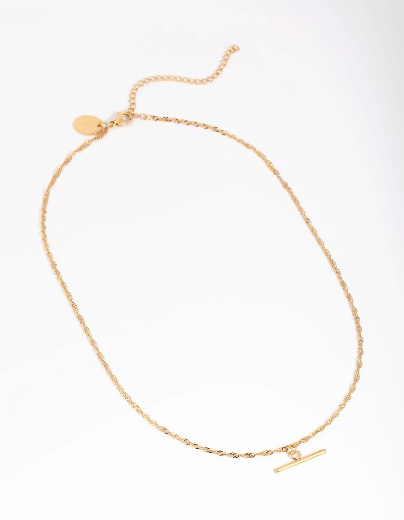 Waterproof Gold Plated Stainless Steel Fob Necklace