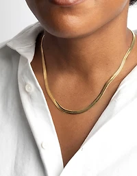 Waterproof Gold Plated Stainless Steel Herringbone Necklace