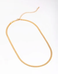 Waterproof Gold Plated Stainless Steel Herringbone Necklace
