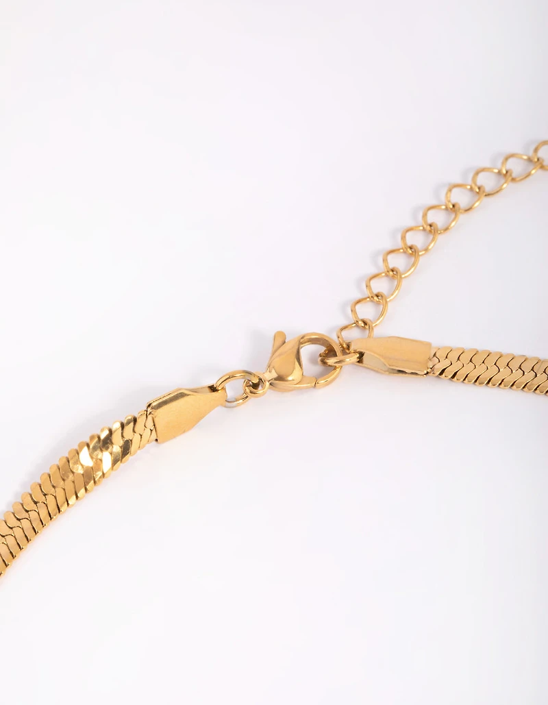 Waterproof Gold Plated Stainless Steel Herringbone Necklace