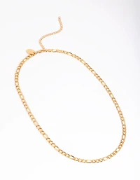 Waterproof Gold Plated Stainless Steel Figaro Necklace