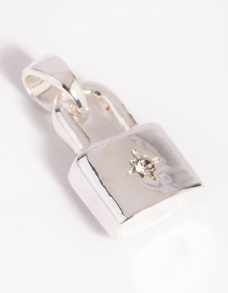 Silver Plated Star Padlock Charm