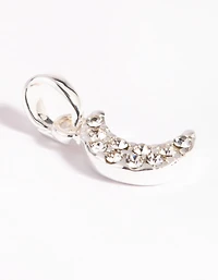 Silver Plated Diamante Moon Charm