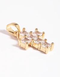 Gold Plated Cross Charm with Cubic Zirconia