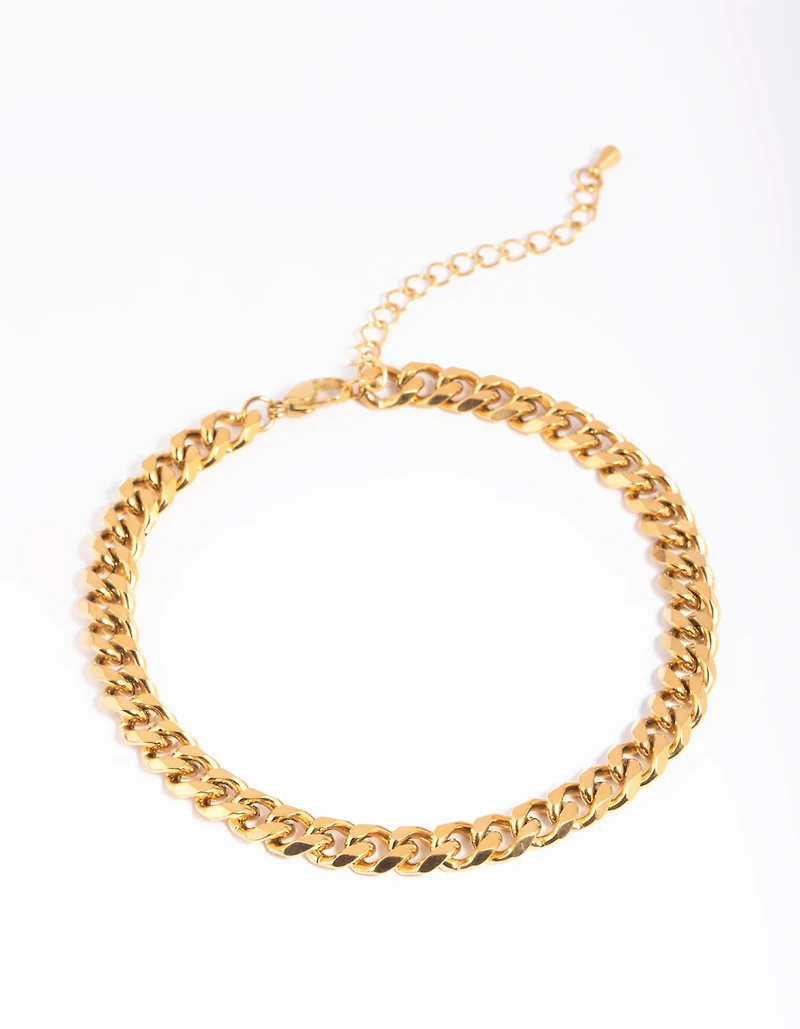 Waterproof Gold Plated Stainless Steel Curb Chain Anklet