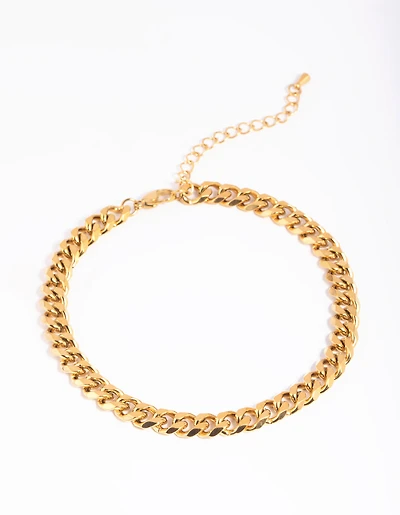 Waterproof Gold Plated Stainless Steel Curb Chain Anklet