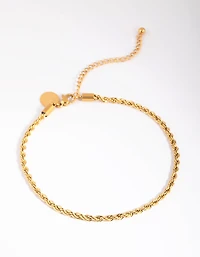 Waterproof Gold Plated Stainless Steel Twisted Chain Anklet