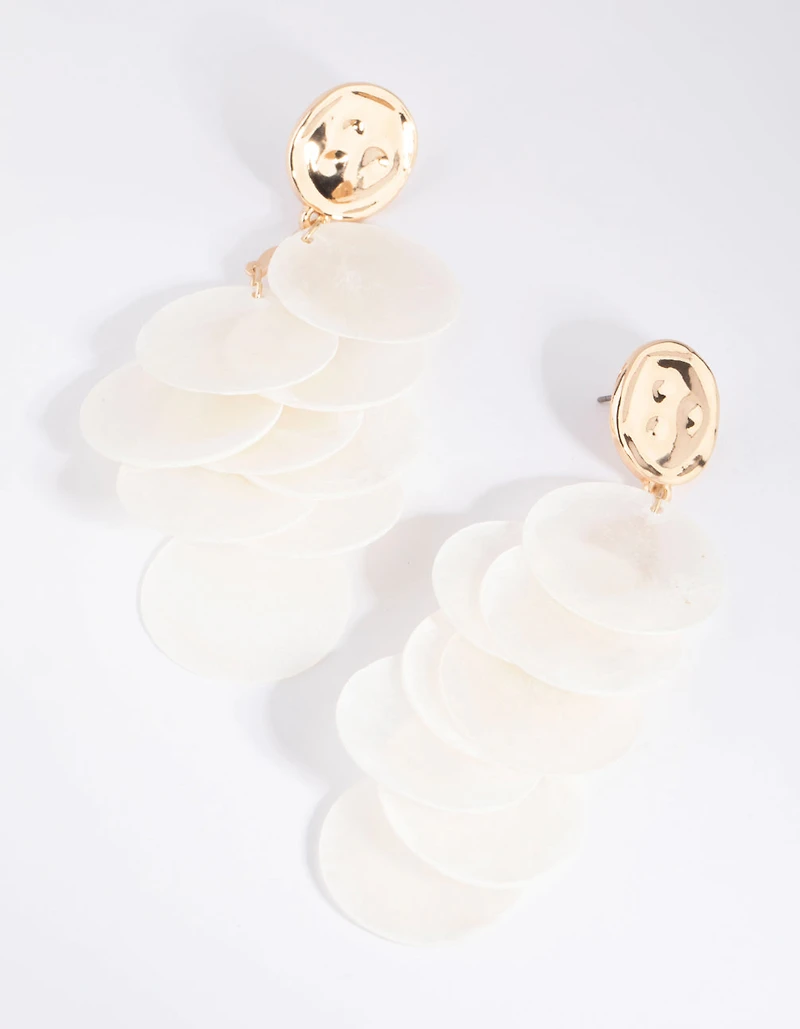 White Genuine Shell Cascading Drop Earrings