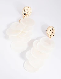 White Genuine Shell  Cascading Drop Earrings