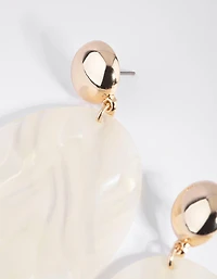 Cream Pearlised Acrylic Drop Earrings