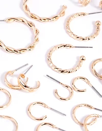 Gold Twisted Hoop Earring 12-Pack