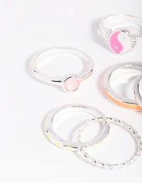 Silver Yin Yang Ring 6-Pack