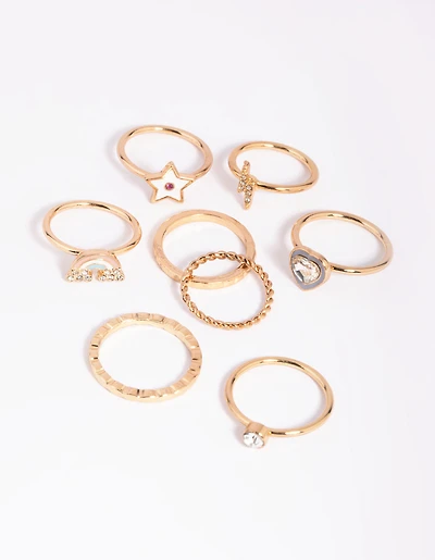 Gold Rainbow Star Ring Pack