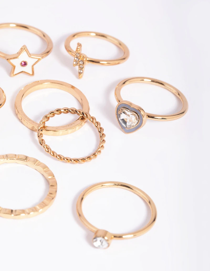 Gold Rainbow Star Ring Pack