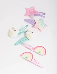 Clips à snap pour enfants en forme de licorne arc-en-ciel