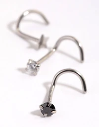 Surgical Steel Star & Diamante Nose Stud Pack