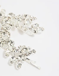 Silver Navette Diamante Hair Slide Pack