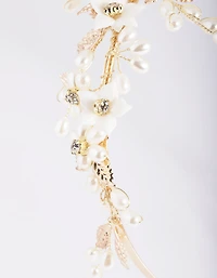 Gold Flower & Leaf Headband