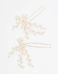 Rose Gold Pearl Pin Pack
