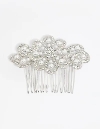 Silver Pearl & Diamante Comb