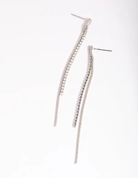 Silver Cubic Zirconia Chain Drop Earrings